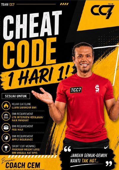 Muka depan e-book Cheat Code 1 Hari 1KG oleh Coach Cem