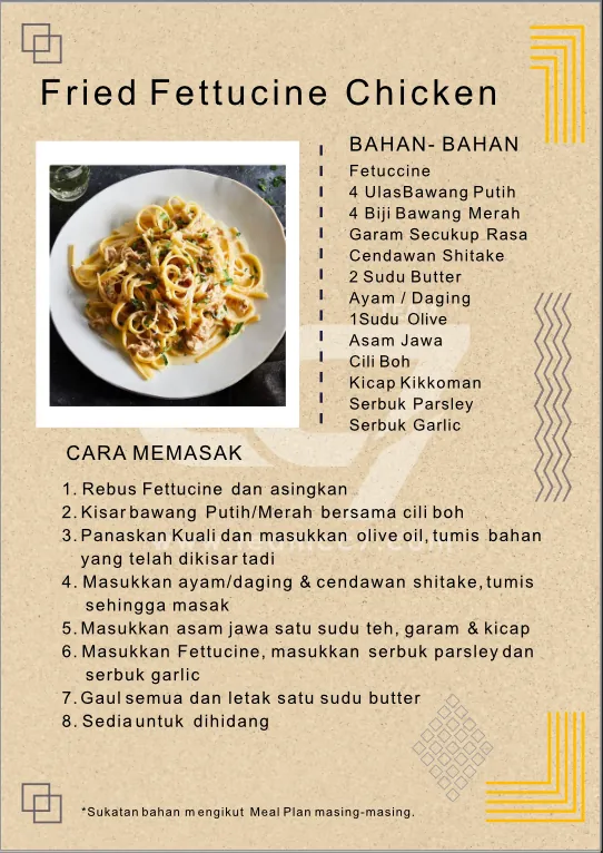 Muka surat resipi Fried Fettucine Chicken: gambar makanan, senarai bahan-bahan dan cara memasak bernombor