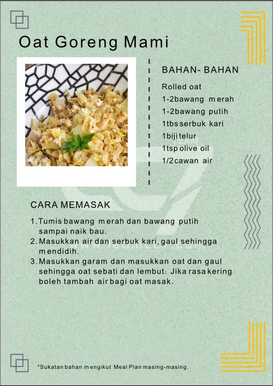 Muka surat resipi Oat Goreng Mami dengan cara memasak langkah demi langkah